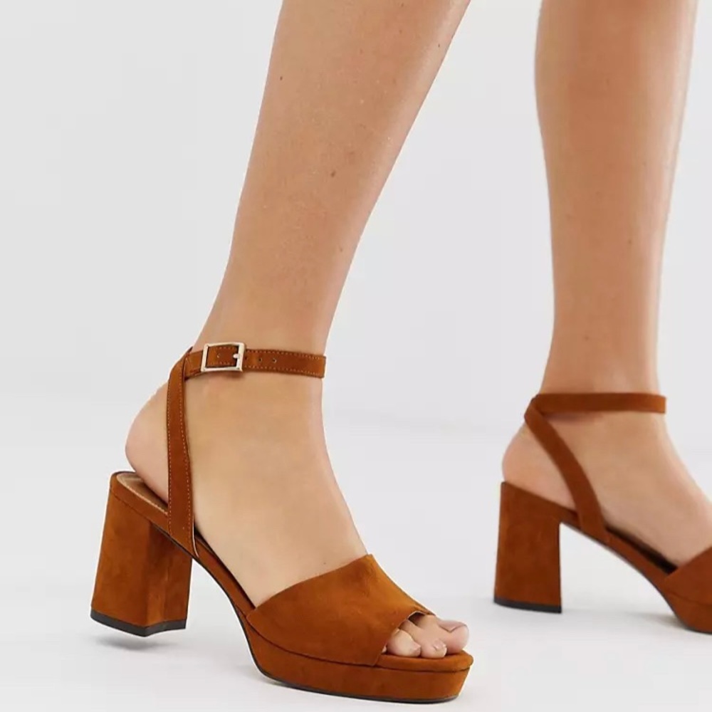 ASOS Block Heel, Brown/Terra Cotta, UK8/US10